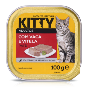 Alimento Húmido de Gato Adulto Patê com Carne de Vaca e Vitela 100gr - KITTY