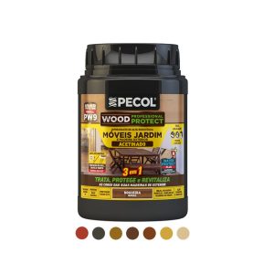 Móveis Jardim e Madeira Exterior Acetinado Fórmula PW9 Cor Carvalho Francês 750ml - PECOL WOOD PROTECT